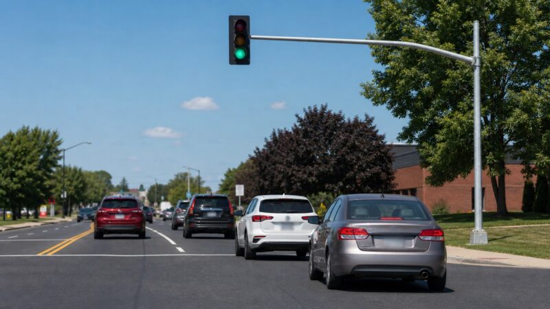 New traffic light controlling cars at a Sherbrooke intersection